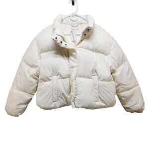 Essentials Womens Puffer Jacket Size 2X White Quilted Short-Length Winter Coat